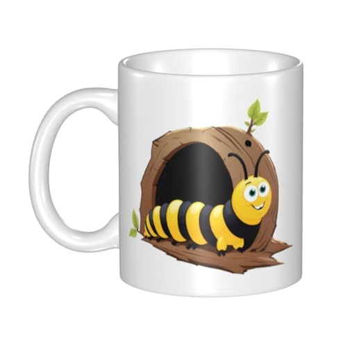 WHJDPP Keramiktasse mit Raupe im Baumloch, für Cappuccino, Latte, Müsli, Joghurt, Milch, heiße oder kalte Getränke, Mikrowellenofen von WHJDPP