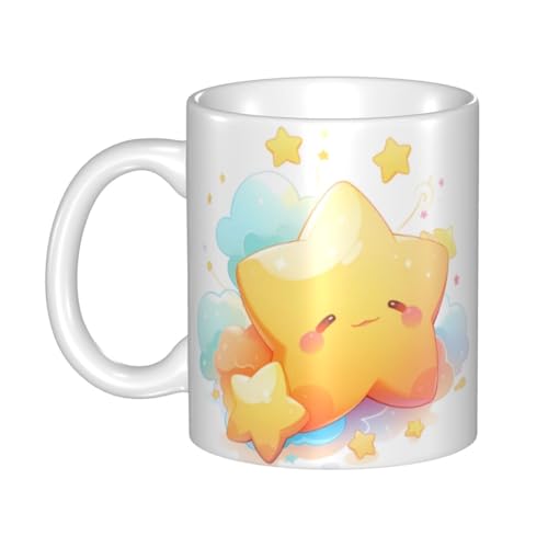 WHJDPP Keramiktasse mit blinkendem Sternmotiv für Cappuccino, Latte, Müsli, Joghurt, Milch, heiße oder kalte Getränke, Mikrowellenofen von WHJDPP