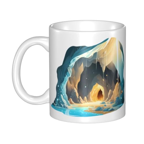 WHJDPP Keramiktasse mit funkelnder Höhle für Cappuccino, Latte, Müsli, Joghurt, Milch, heiße oder kalte Getränke, Mikrowellenofen von WHJDPP