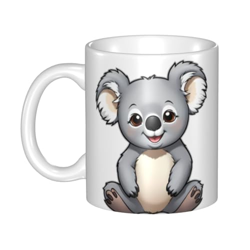WHJDPP Keramiktasse mit lächelndem Koala-Bild, für Cappuccino, Latte, Müsli, Joghurt, Milch, heiße oder kalte Getränke, Mikrowellenofen von WHJDPP