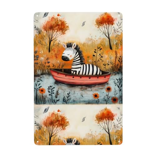 WHJDPP Kleines Zebra auf dem Boot, dekoratives Gemälde, 20,3 x 30,5 cm, aus Weißblech, verschleißfest und langlebig von WHJDPP