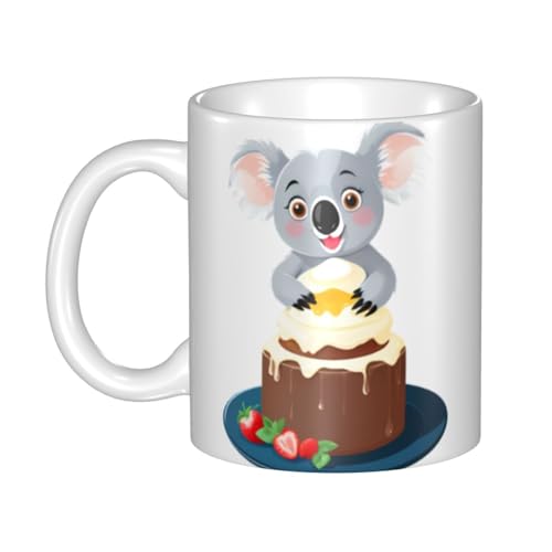WHJDPP Koala auf dem Pudding-Bilderbecher aus Keramik für Cappuccino, Latte, Müsli, Joghurt, Milch, heiße oder kalte Getränke, Mikrowellenofen von WHJDPP