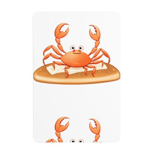 WHJDPP Krebs auf Brot, dekoratives Gemälde, 20,3 x 30,5 cm, aus Weißblech, verschleißfest und langlebig von WHJDPP