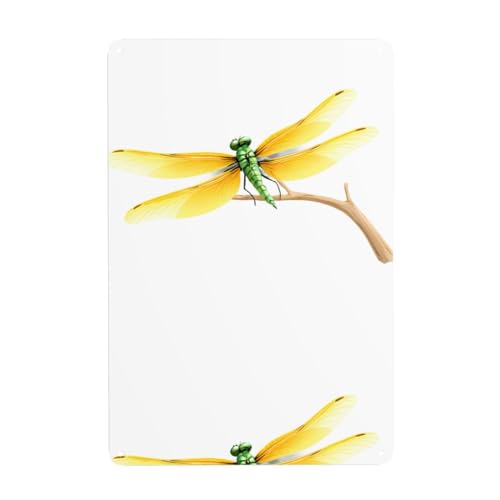 WHJDPP Libelle auf einem Ast, dekoratives Gemälde, 20,3 x 30,5 cm, aus Weißblech, verschleißfest und langlebig von WHJDPP