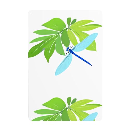 WHJDPP Libelle auf einem Blatt, dekoratives Gemälde, 20,3 x 30,5 cm, aus Weißblech, verschleißfest und langlebig von WHJDPP