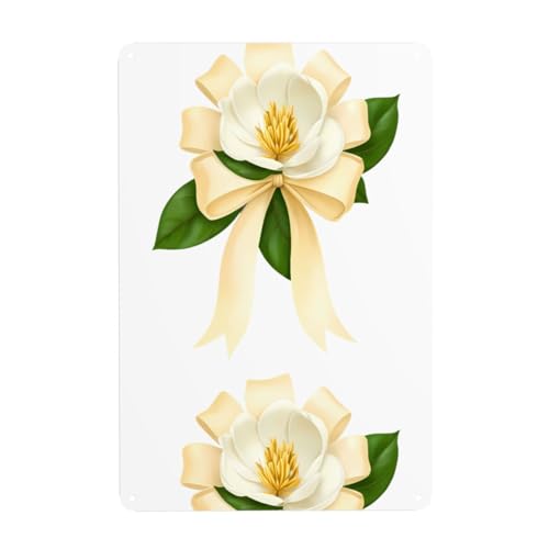 WHJDPP Magnolien-Bild mit Schleife, dekoratives Gemälde, 20,3 x 30,5 cm, aus Weißblech, verschleißfest und langlebig WHJDPP Magnolien-Bild mit Schleife, dekoratives Gemälde, 20,3 x 30,5 cm, aus Weißblech, verschleißfest und langlebig von WHJDPP