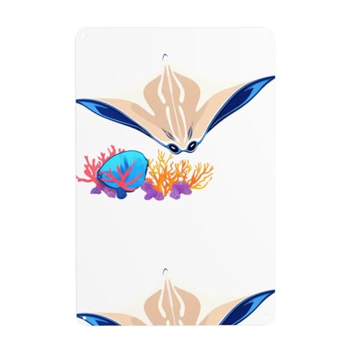WHJDPP Mantarochen neben bunten Korallen, dekoratives Gemälde, 20,3 x 30,5 cm, aus Weißblech, verschleißfest und langlebig WHJDPP Mantarochen neben bunten Korallen, dekoratives Gemälde, 20,3 x 30,5 cm, aus Weißblech, verschleißfest und langlebig von WHJDPP