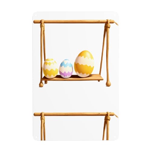 WHJDPP Ostereier auf der Schaukel, dekoratives Gemälde, 20,3 x 30,5 cm, aus Weißblech, verschleißfest und langlebig von WHJDPP