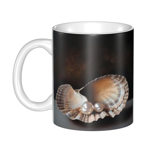 WHJDPP Pearl in the Shell Picture Mug Keramikbecher für Cappuccino, Latte, Müsli, Joghurt, Milch, heiße oder kalte Getränke, Mikrowellenofen von WHJDPP