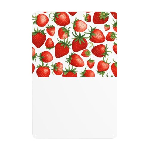 WHJDPP Rotes Erdbeerbild in Dose, dekoratives Gemälde, 20,3 x 30,5 cm, aus Weißblech, verschleißfest und langlebig von WHJDPP