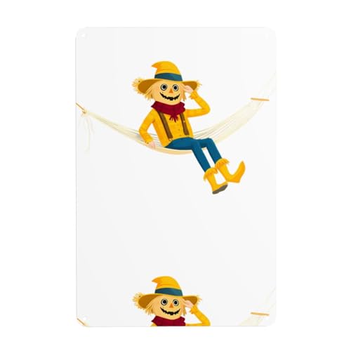 WHJDPP Vogelscheuche in einer Hängematte, dekoratives Gemälde, 20,3 x 30,5 cm, aus Weißblech, verschleißfest und langlebig von WHJDPP