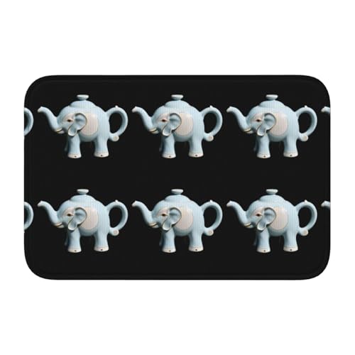 Bodenmatte mit Verriegelungsrand, 40 x 60 WHJSHOP Elefant, Keramik, Teekannen-Druck, rutschfest, tropfgeformter Boden, ideal leicht zu reinigen und resistent gegen Verblassen von WHJSHOP