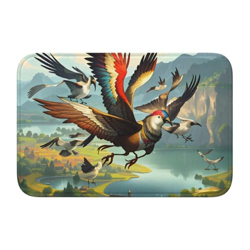 Bodenmatten-Saum, 40 x 60 WHJSHOP Die Vögel tanzen. Rutschfeste, tropfgeformte Unterseite, ideal, leicht zu reinigen und resistent gegen Verblassen von WHJSHOP