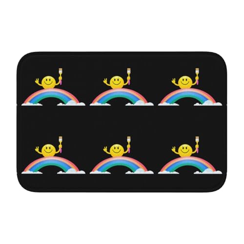 Bodenmatten-Saum, 40 x 60 WHJSHOP mit Regenbogen-Smiley-Motiv, rutschfest, tropfgeformt, ideal leicht zu reinigen und resistent gegen Verblassen Bodenmatten-Saum, 40 x 60 WHJSHOP mit Regenbogen-Smiley-Motiv, rutschfest, tropfgeformt, ideal leicht zu reinigen und resistent gegen Verblassen von WHJSHOP