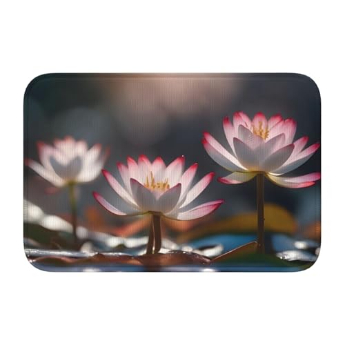 Bodenmatten-Saum, 40 x 60 WHJSHOP mit hübschem Lotusblumendruck, rutschfest, tropfgeformter Boden, ideal leicht zu reinigen und resistent gegen Verblassen Bodenmatten-Saum, 40 x 60 WHJSHOP mit hübschem Lotusblumendruck, rutschfest, tropfgeformter Boden, ideal leicht zu reinigen und resistent gegen Verblassen von WHJSHOP