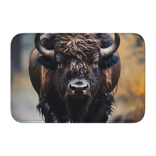 Bodenmatten-Saum, 40 x 60 WHJSHOP nordamerikanischer Bison-Druck, rutschfest, tropfgeformter Boden, ideal leicht zu reinigen und resistent gegen Verblassen Bodenmatten-Saum, 40 x 60 WHJSHOP nordamerikanischer Bison-Druck, rutschfest, tropfgeformter Boden, ideal leicht zu reinigen und resistent gegen Verblassen von WHJSHOP