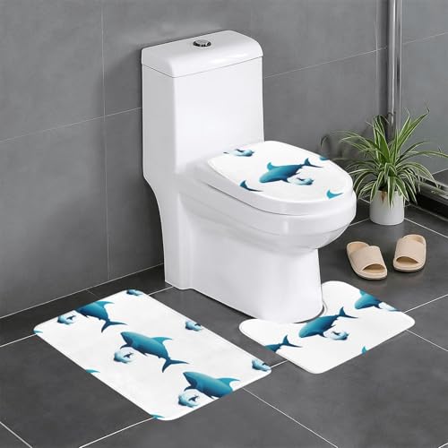 Rutschfeste Bodenmatte, 3er-Set, Motiv: WHJSHOP Fantasy-Leben im Ozean, U-förmige WC-Bodenmatte, fest befestigt, saugfähig und langlebig, dick und bequem Rutschfeste Bodenmatte, 3er-Set, Motiv: WHJSHOP Fantasy-Leben im Ozean, U-förmige WC-Bodenmatte, fest befestigt, saugfähig und langlebig, dick und bequem von WHJSHOP