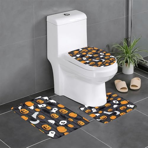 Rutschfeste Bodenmatte, 3er-Set, Motiv: WHJSHOP Halloween, auf Holzbrett, U-förmige WC-Bodenmatte, fest befestigt, saugfähig und langlebig, dick und bequem Rutschfeste Bodenmatte, 3er-Set, Motiv: WHJSHOP Halloween, auf Holzbrett, U-förmige WC-Bodenmatte, fest befestigt, saugfähig und langlebig, dick und bequem von WHJSHOP