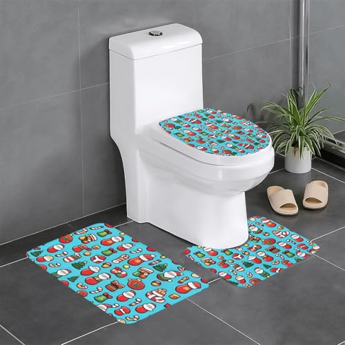 Rutschfeste Bodenmatte, 3er-Set, Motiv: WHJSHOP Weihnachten, dekorative Elemente, Druck, U-förmige WC-Bodenmatte, fest befestigt, saugfähig und langlebig, dick und bequem Rutschfeste Bodenmatte, 3er-Set, Motiv: WHJSHOP Weihnachten, dekorative Elemente, Druck, U-förmige WC-Bodenmatte, fest befestigt, saugfähig und langlebig, dick und bequem von WHJSHOP
