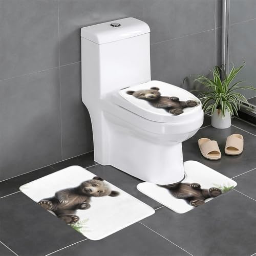 Rutschfeste Bodenmatte, 3er-Set, WHJSHOP Braunbär, Baby-Druck, U-förmige WC-Bodenmatte, fest befestigt, saugfähig und langlebig, dick und bequem Rutschfeste Bodenmatte, 3er-Set, WHJSHOP Braunbär, Baby-Druck, U-förmige WC-Bodenmatte, fest befestigt, saugfähig und langlebig, dick und bequem von WHJSHOP