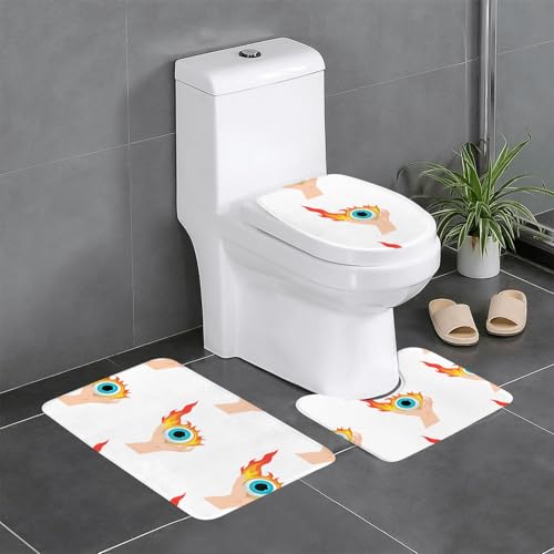 Rutschfeste Bodenmatte, 3er-Set, WHJSHOP Burning Eyeball auf Handfläche, U-förmige WC-Bodenmatte, fest befestigt, saugfähig und langlebig, dick und bequem Rutschfeste Bodenmatte, 3er-Set, WHJSHOP Burning Eyeball auf Handfläche, U-förmige WC-Bodenmatte, fest befestigt, saugfähig und langlebig, dick und bequem von WHJSHOP