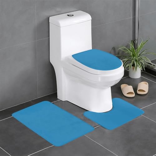 Rutschfeste Bodenmatte, 3er-Set, WHJSHOP Saphirblau, U-förmige WC-Bodenmatte, fest befestigt, saugfähig und langlebig, dick und bequem Rutschfeste Bodenmatte, 3er-Set, WHJSHOP Saphirblau, U-förmige WC-Bodenmatte, fest befestigt, saugfähig und langlebig, dick und bequem von WHJSHOP