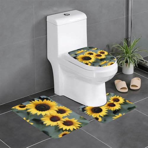 Rutschfeste Bodenmatte, 3er-Set, WHJSHOP Sonnenblumen-Druck, U-förmige WC-Bodenmatte, fest befestigt, saugfähig und langlebig, dick und bequem Rutschfeste Bodenmatte, 3er-Set, WHJSHOP Sonnenblumen-Druck, U-förmige WC-Bodenmatte, fest befestigt, saugfähig und langlebig, dick und bequem von WHJSHOP