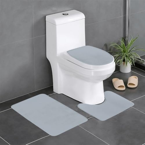 Rutschfeste Bodenmatte, 3er-Set, WHJSHOP grau/beige, U-förmige WC-Bodenmatte, fest befestigt, saugfähig und langlebig, dick und bequem Rutschfeste Bodenmatte, 3er-Set, WHJSHOP grau/beige, U-förmige WC-Bodenmatte, fest befestigt, saugfähig und langlebig, dick und bequem von WHJSHOP