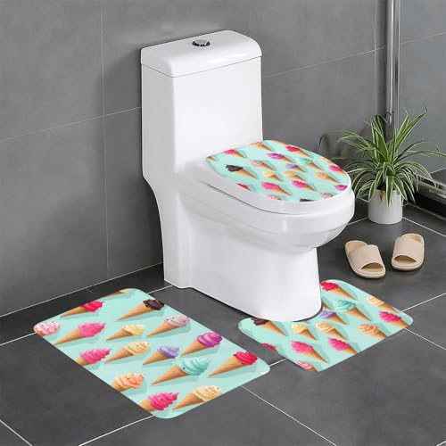 Rutschfeste Bodenmatte, 3er-Set, WHJSHOP viele Farben, Eiscreme-Druck, U-förmige WC-Bodenmatte, fest befestigt, saugfähig und langlebig, dick und bequem Rutschfeste Bodenmatte, 3er-Set, WHJSHOP viele Farben, Eiscreme-Druck, U-förmige WC-Bodenmatte, fest befestigt, saugfähig und langlebig, dick und bequem von WHJSHOP