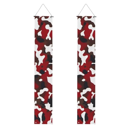 WHJSHOP Abschluss-Veranda-Banner mit rotem Camouflage-Druck, robust, langlebig, waschbar und wiederverwendbar, 30,5 x 180,9 cm von WHJSHOP
