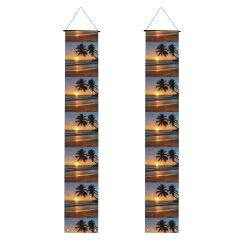 WHJSHOP Banner mit Sonnenuntergang am Strand, robust, langlebig, waschbar und wiederverwendbar, Abschlussdekoration, 30,5 x 180 cm von WHJSHOP