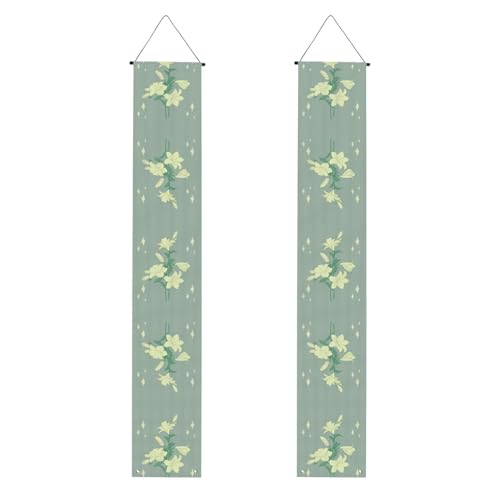 WHJSHOP Banner mit weißen Lilien im Cartoon-Design, robust, langlebig, waschbar und wiederverwendbar, Abschlussdekoration, 30,5 x 180 cm von WHJSHOP