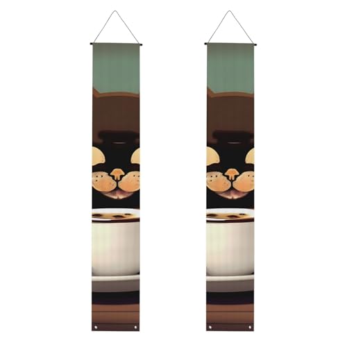WHJSHOP Bedrucktes Banner mit Aufschrift "Coffee Cats Drink Coffee", robust, langlebig, waschbar und wiederverwendbar, 30,5 x 180 cm von WHJSHOP