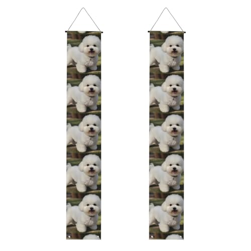 WHJSHOP Bichon Frisé-Hunde-Banner zum Schulabschluss, robust, langlebig, waschbar und wiederverwendbar, 30,5 x 180 cm von WHJSHOP