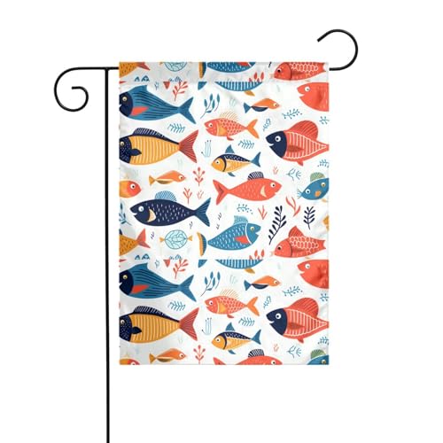 WHJSHOP Caddy abstraktes Fischbild, Gartenflagge, Hofdekoration, 30,5 x 45,7 cm, dick, langlebig von WHJSHOP