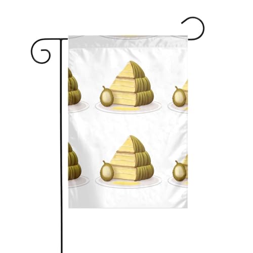 WHJSHOP Cartoon-Durian-Schicht-Kuchenbild, Gartenflagge, Hofdekoration, 30,5 x 45,7 cm, dick, langlebig von WHJSHOP