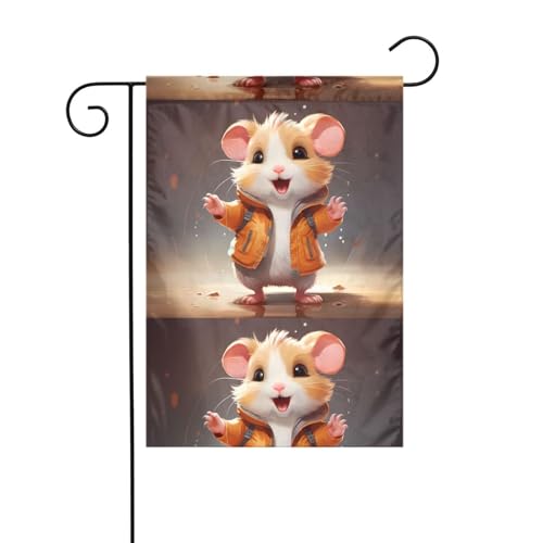 WHJSHOP Cartoon-Hamsterbild, Gartenflagge, Hofdekoration, 30,5 x 45,7 cm, dick, langlebig von WHJSHOP