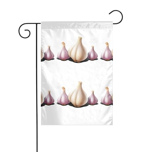 WHJSHOP Cartoon-Knoblauchzehenbild, Gartenflagge, Hofdekoration, 30,5 x 45,7 cm, dick, langlebig von WHJSHOP
