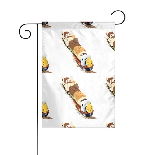 WHJSHOP Desserttiere im Zug, Gartenflagge, Hofdekoration, 30,5 x 45,7 cm, dick, langlebig von WHJSHOP