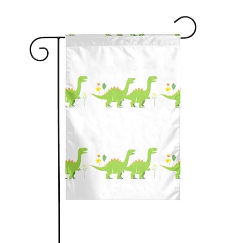 WHJSHOP Dinosaurier auf einem Frühlingsausflug, Gartenflagge, Hofdekoration, 30,5 x 45,7 cm, dick, langlebig von WHJSHOP