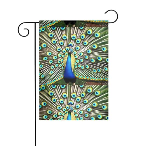 WHJSHOP Elegantes Pfauenbild, Gartenflagge, Hofdekoration, 30,5 x 45,7 cm, dick, langlebig von WHJSHOP