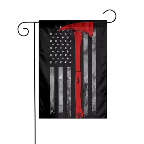 WHJSHOP Feuerwehr-Axt, rote Linie, Gartenflagge, Hofdekoration, 30,5 x 45,7 cm, dick, langlebig von WHJSHOP