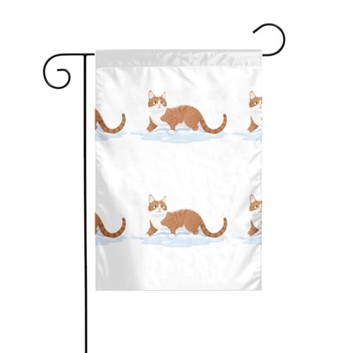 WHJSHOP Gartenflagge, Motiv: Katze im Schnee, 30,5 x 45,7 cm, dick, langlebig von WHJSHOP