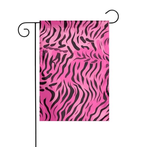 WHJSHOP Gartenflagge mit Zebramuster, Tiger, Leopardenmuster, Rosa, 30,5 x 45,7 cm, dick, langlebig von WHJSHOP
