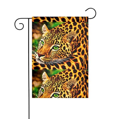 WHJSHOP Gepunktetes Leopardenbild, Gartenflagge, Hofdekoration, 30,5 x 45,7 cm, dick, langlebig von WHJSHOP