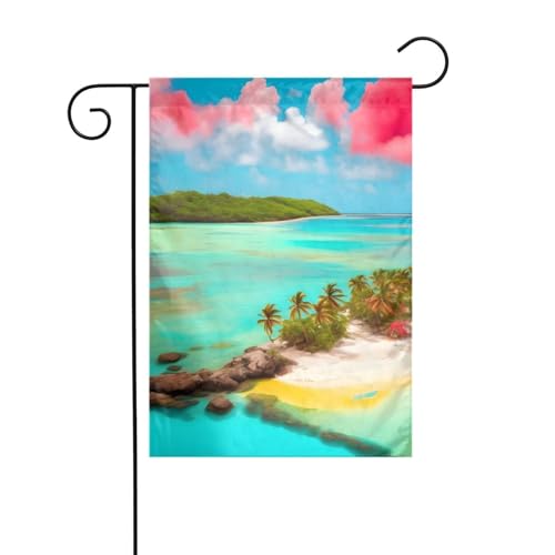 WHJSHOP Karibiklandschaft, Gartenflagge, Hofdekoration, 30,5 x 45,7 cm, dick, langlebig von WHJSHOP