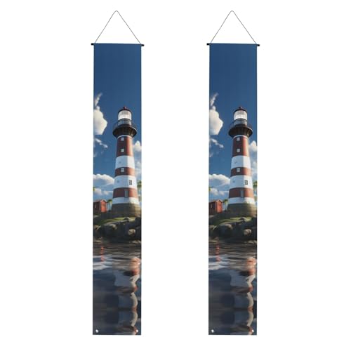 WHJSHOP Leuchtturm-Hintergrund, Druck, Abschlussfeier, Veranda, Banner – stabil, langlebig, waschbar und wiederverwendbar, Abschlussdekoration, 30,5 x 180,9 cm von WHJSHOP