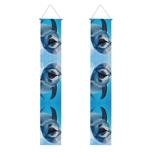 WHJSHOP Lustiger Delfin, der dich anschaut, bedrucktes Abschlussbanner – stabil, langlebig, waschbar und wiederverwendbar, Abschlussdekoration, 30,5 x 180,9 cm von WHJSHOP