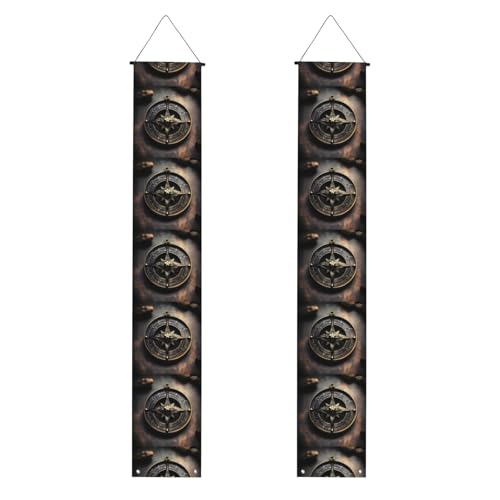 WHJSHOP Magisches Design nordische Runen Kompass Druck Abschlussfeier Veranda Banner – stabil, langlebig, waschbar und wiederverwendbar, Abschlussdekoration, 30,5 x 180,9 cm von WHJSHOP