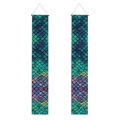 WHJSHOP Meerjungfrauen-Schuppen-Druck, Abschluss-Banner – robust, langlebig, waschbar und wiederverwendbar, Abschlussdekoration, 30,5 x 180,9 cm von WHJSHOP